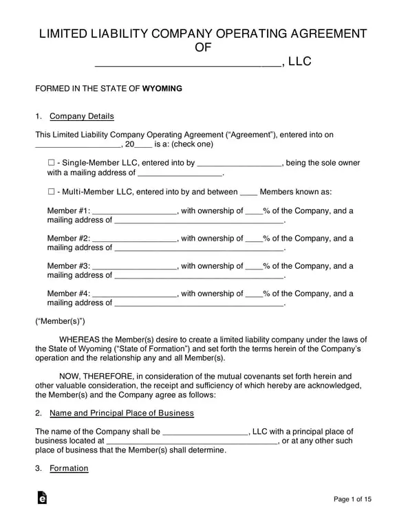 LLC Operating Agreement for Single and Multi-Member Governance