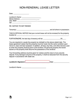 Alabama Non-Renewal Lease Letter and Tenant Responsibilities form preview