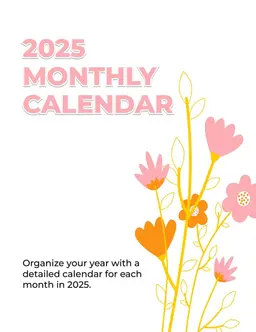 2025 Monthly Calendar with Fun Facts and Daily Notes Space form preview