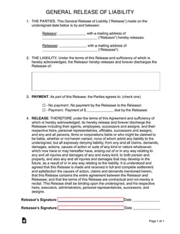General Release of Liability Document - Waive Future Claims Agreement form preview