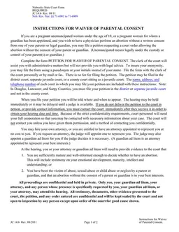 Nebraska Waiver of Parental Consent Petition Overview form preview