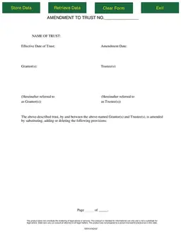 Trust Amendment Toolkit: Change Provisions in Your Trust Agreement form preview