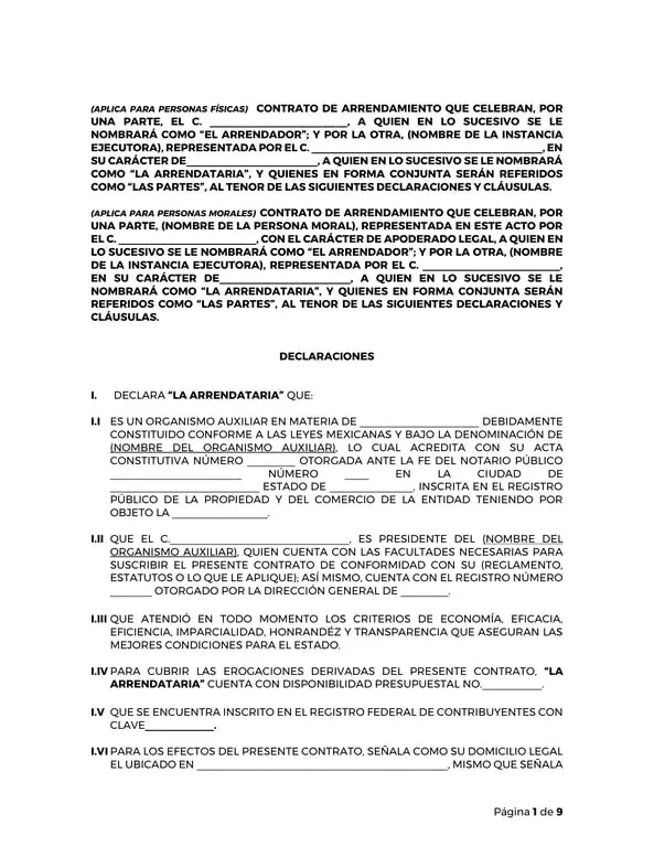 Lease Agreement Contract - Landlord and Tenant Terms Outline