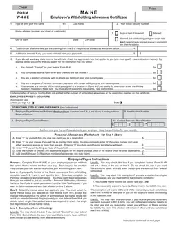 Maine Personal Allowances Worksheet for Tax Withholding form preview