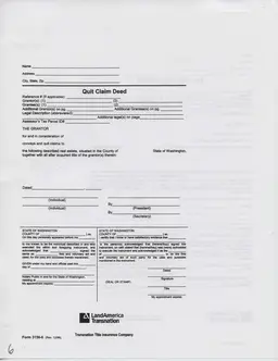 Washington State Property Ownership Transfer Deed form preview