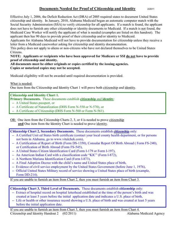 Alabama Medicaid Identity Verification under DRA 2005